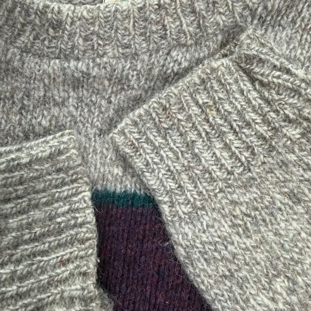 Vintage REI Wool Sweater Mens XL Made in USA Grey Purple Stripe Crew Neck‎ Knit